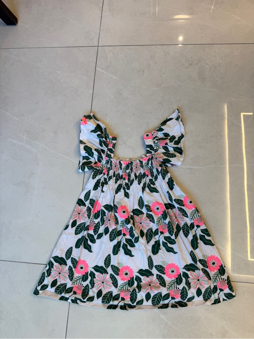 Nanai Girl’s Floral Casual Dress with Pink Flowers